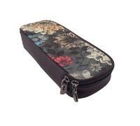 BNVSADC Modern Floral Printed PU Leather Flip Pencil Case, Cute Pencil Box Pen Bag Stationery Organizer Makeup Bag for School Office Travel