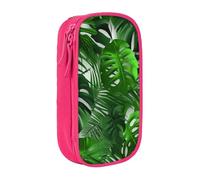 BNVSADC Monstera Banana Palm Leaves Printed Pencil Case for Girls Boys, Large Capacity Pencil Pouch Cute Pencil Box Adult Makeup Bag with 2 Compartments, Pink