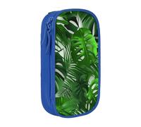 BNVSADC Monstera Banana Palm Leaves Printed Pencil Case for Girls Boys, Large Capacity Pencil Pouch Cute Pencil Box Adult Makeup Bag with 2 Compartments, Blue