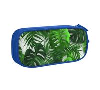 BNVSADC Monstera Banana Palm Leaves Printed Pencil Case Large Pen Bag Cute Pencil Box Pouch Office School Stationery Organizer for Girls Boys, Blue
