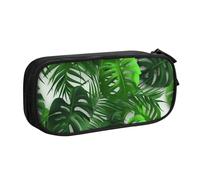 BNVSADC Monstera Banana Palm Leaves Printed Pencil Case Large Pen Bag Cute Pencil Box Pouch Office School Stationery Organizer for Girls Boys, Black