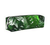 BNVSADC Monstera Banana Palm Leaves Printed Pencil Case Leather Pencil Pouch Cute Stationery Pencil Pen Bag with Zipper for School Office Travel