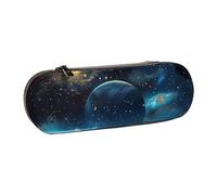 BNVSADC Moon Stars and Planets Printed Leather Pencil Pen Case & Makeup Bag - Stylish Hard Shell Pencil Bag Stationery Organizer Pouch for School Office Travel