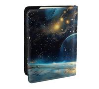 BNVSADC Moon Stars and Planets Printed Passport Holder Travel PU Leather Passport Cover Case Organiser for Men Women, 6.5 inch