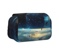BNVSADC Moon Stars and Planets Printed Print Flip Top Double Layer Pencil Case - Large Capacity School Supplies Organizer for Students, Kids, Teens, Artists, Travel & Office Use