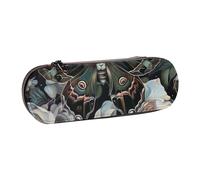 BNVSADC Moth That Looks Like a Peacock Printed Leather Pencil Pen Case & Makeup Bag - Stylish Hard Shell Pencil Bag Stationery Organizer Pouch for School Office Travel