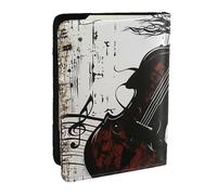 BNVSADC Music Art Printed Passport Holder Travel PU Leather Passport Cover Case Organiser for Men Women, 6.5 inch