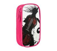 BNVSADC Music Art Printed Pencil Case for Girls Boys, Large Capacity Pencil Pouch Cute Pencil Box Adult Makeup Bag with 2 Compartments, Pink