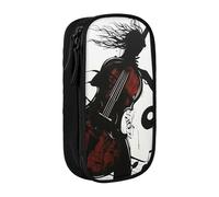 BNVSADC Music Art Printed Pencil Case for Girls Boys, Large Capacity Pencil Pouch Cute Pencil Box Adult Makeup Bag with 2 Compartments, Black