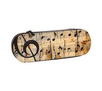 BNVSADC Music Note Print Printed Leather Pencil Pen Case & Makeup Bag - Stylish Hard Shell Pencil Bag Stationery Organizer Pouch for School Office Travel
