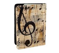 BNVSADC Music Note Print Printed Passport Holder Travel PU Leather Passport Cover Case Organiser for Men Women, 6.5 inch