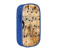 BNVSADC Music Note Print Printed Pencil Case for Girls Boys, Large Capacity Pencil Pouch Cute Pencil Box Adult Makeup Bag with 2 Compartments, Blue