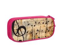 BNVSADC Music Note Print Printed Pencil Case Large Pen Bag Cute Pencil Box Pouch Office School Stationery Organizer for Girls Boys, Pink