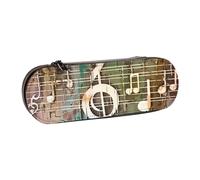 BNVSADC Music Note Printed Leather Pencil Pen Case & Makeup Bag - Stylish Hard Shell Pencil Bag Stationery Organizer Pouch for School Office Travel