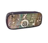 BNVSADC Music Note Printed Leather Pencil Pen Case & Makeup Bag - Stylish Pencil Bag Stationery Organizer Pouch for School Office Travel