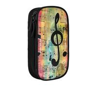 BNVSADC Music Note Printed Pencil Case for Girls Boys, Large Capacity Pencil Pouch Cute Pencil Box Adult Makeup Bag with 2 Compartments, Black