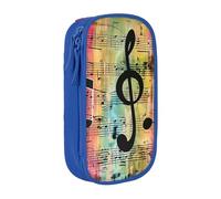 BNVSADC Music Note Printed Pencil Case for Girls Boys, Large Capacity Pencil Pouch Cute Pencil Box Adult Makeup Bag with 2 Compartments, Blue