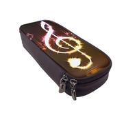 BNVSADC Music Note Printed PU Leather Flip Pencil Case, Cute Pencil Box Pen Bag Stationery Organizer Makeup Bag for School Office Travel
