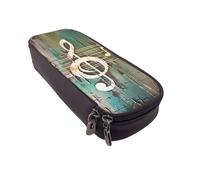 BNVSADC Music Note Printed PU Leather Flip Pencil Case, Cute Pencil Box Pen Bag Stationery Organizer Makeup Bag for School Office Travel