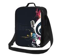 BNVSADC Music Notes Print Insulated Lunch Bag Tote Bag for Women Men Reusable Lunch Cooler Bag with Shoulder Strap for Office School Picnic Beach