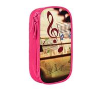 BNVSADC Music Printed Pencil Case for Girls Boys, Large Capacity Pencil Pouch Cute Pencil Box Adult Makeup Bag with 2 Compartments, Pink