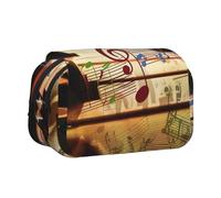 BNVSADC Music Printed Print Flip Top Double Layer Pencil Case - Large Capacity School Supplies Organizer for Students, Kids, Teens, Artists, Travel & Office Use