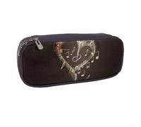 BNVSADC Music Symbols Love Printed Leather Pencil Pen Case & Makeup Bag - Stylish Pencil Bag Stationery Organizer Pouch for School Office Travel