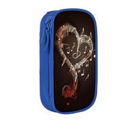 BNVSADC Music Symbols Love Printed Pencil Case for Girls Boys, Large Capacity Pencil Pouch Cute Pencil Box Adult Makeup Bag with 2 Compartments, Blue