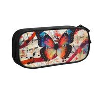 BNVSADC Musica Butterfly Printed Pencil Case Large Pen Bag Cute Pencil Box Pouch Office School Stationery Organizer for Girls Boys, Black