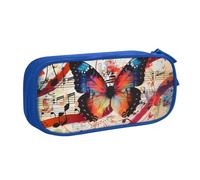 BNVSADC Musica Butterfly Printed Pencil Case Large Pen Bag Cute Pencil Box Pouch Office School Stationery Organizer for Girls Boys, Blue
