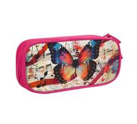 BNVSADC Musica Butterfly Printed Pencil Case Large Pen Bag Cute Pencil Box Pouch Office School Stationery Organizer for Girls Boys, Pink