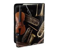 BNVSADC Musical Instruments Printed Passport Holder Travel PU Leather Passport Cover Case Organiser for Men Women, 6.5 inch