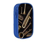 BNVSADC Musical Instruments Printed Pencil Case for Girls Boys, Large Capacity Pencil Pouch Cute Pencil Box Adult Makeup Bag with 2 Compartments, Blue