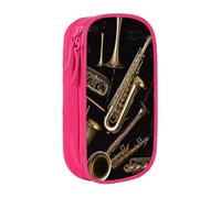 BNVSADC Musical Instruments Printed Pencil Case for Girls Boys, Large Capacity Pencil Pouch Cute Pencil Box Adult Makeup Bag with 2 Compartments, Pink