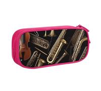 BNVSADC Musical Instruments Printed Pencil Case Large Pen Bag Cute Pencil Box Pouch Office School Stationery Organizer for Girls Boys, Pink