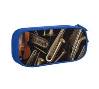 BNVSADC Musical Instruments Printed Pencil Case Large Pen Bag Cute Pencil Box Pouch Office School Stationery Organizer for Girls Boys, Blue