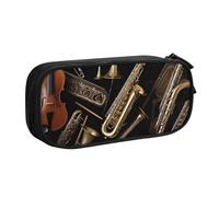 BNVSADC Musical Instruments Printed Pencil Case Large Pen Bag Cute Pencil Box Pouch Office School Stationery Organizer for Girls Boys, Black