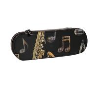 BNVSADC Musical Notes Treble Printed Leather Pencil Pen Case & Makeup Bag - Stylish Hard Shell Pencil Bag Stationery Organizer Pouch for School Office Travel