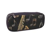 BNVSADC Musical Notes Treble Printed Leather Pencil Pen Case & Makeup Bag - Stylish Pencil Bag Stationery Organizer Pouch for School Office Travel