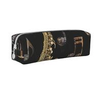 BNVSADC Musical Notes Treble Printed Pencil Case Leather Pencil Pouch Cute Stationery Pencil Pen Bag with Zipper for School Office Travel