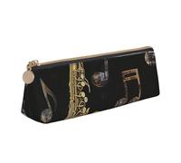 BNVSADC Musical Notes Treble Printed Triangle Pencil Case Leather Pencil Pouch Cute Stationery Pencil Pen Bag for School Office Travel