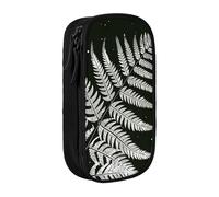 BNVSADC Natural Plant Silhouette Fern Leaf Printed Pencil Case for Girls Boys, Large Capacity Pencil Pouch Cute Pencil Box Adult Makeup Bag with 2 Compartments, Black