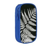 BNVSADC Natural Plant Silhouette Fern Leaf Printed Pencil Case for Girls Boys, Large Capacity Pencil Pouch Cute Pencil Box Adult Makeup Bag with 2 Compartments, Blue