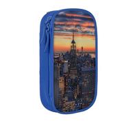 BNVSADC New York City Printed Pencil Case for Girls Boys, Large Capacity Pencil Pouch Cute Pencil Box Adult Makeup Bag with 2 Compartments, Blue