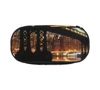 BNVSADC New York Manhattan Bridge Night Printed Pencil Case Cute Pencil Bag Pen Pouch Large Stationery Organizer Makeup Bag for Teen Boys Girls School Students Office