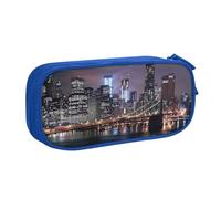 BNVSADC New York Night Printed Pencil Case Large Pen Bag Cute Pencil Box Pouch Office School Stationery Organizer for Girls Boys, Blue