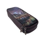 BNVSADC New York Night Printed PU Leather Flip Pencil Case, Cute Pencil Box Pen Bag Stationery Organizer Makeup Bag for School Office Travel