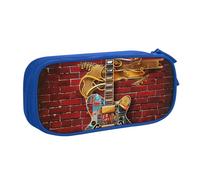 BNVSADC Note Guitar Printed Pencil Case Large Pen Bag Cute Pencil Box Pouch Office School Stationery Organizer for Girls Boys, Blue