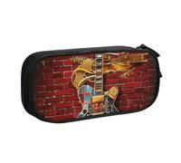 BNVSADC Note Guitar Printed Pencil Case Large Pen Bag Cute Pencil Box Pouch Office School Stationery Organizer for Girls Boys, Black