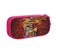 BNVSADC Note Guitar Printed Pencil Case Large Pen Bag Cute Pencil Box Pouch Office School Stationery Organizer for Girls Boys, Pink